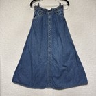 Vtg Rare Ralph By Ralph Lauren Denim Maxi Skirt Hong Kong Western Prairie Button