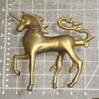 Vintage Brass Prancing 1980s Unicorn 6x6 Inch Fantasy Fancy Mythical Galloping