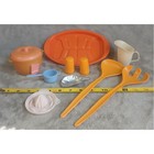 Vintage Plastic Toy Kitchen Accessories Set Orange Yellow Retro Play Dishes 10pc