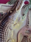 Vintage Florida Souvenir Spoon Rest wall Hanging Ceramic Alligator Googly Eyes