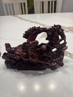 Feng Shui Galloping Three Horse Sculpture Deep Red Resin  Vintage No Flaws Heavy