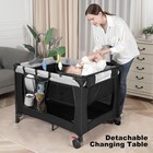 Foldable Travel Crib Playpen 4-in-1 With Carry Bag Bassinet Black