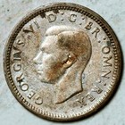 1943 Great Britain Silver 3 Pence Threepence  second Key Date   Lot  1