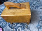 Vintage Wood Shoe Shine Stand Or Box - Rustic Wooden Foot Rest - Some Contents