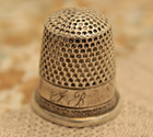 Vintage Sterling Silver 925 Thimble Sewing Monogrammed Floral Design Accessory