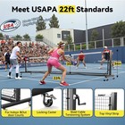 Pro Pickleball Net With Wheels  Hand Crank Tension System  22 Feet  Black 