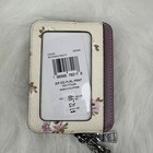 Coach Zip Card Case With Floral Print In Canvas Chain Wrist Strap Cau43 Chalk