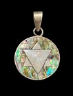 Vintage Mexico Sterling Silver Abalone Star Of David Judaica Pendant Eagle Mark