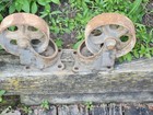 Swivel Caster Wheel 7 5  Industrial Cast Iron Steel 25 Lbs Vtg Pair 2 25  Wide