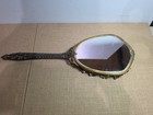 Vintage Globe Gold Toned Ornate Hand Mirror And Brush Hibiscus Vanity Set