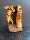 Antique East Asian Gild Wood Carving Architectural Panel Figures Relief 8 5 In