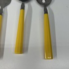 Vtg Mcm Flatware Mustard Yellow Plastic Handle Stainless Steel Serving Set Of 7