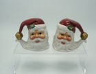 Fitz And Floyd Salt   Pepper Shakers Santa Heads   Faces - Nob