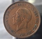 1936 Uk  Great Britain  1 Penny  Bronze Coin  Seated Britannia  King George Vi