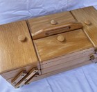 Vintage Accordion Style 3 Tier Fold Out Wooden Sewing Box - Made In Romania