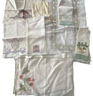 Vintage Embroidered Applique 10 Pc Table Linens Guest Towels Runner Placemats