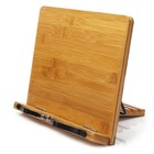 Adjustable Bamboo Book Stand - Portable Lightweight Cookbook Holder   Page Clips