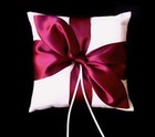 Color Satin Bow Bridal Wedding Ring Pillow Bearer Ivory White Brown Black Red