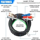 15ft 3 In 1 Abs   Power Air Line Hose For Tractor Trailer Semi Truck