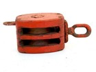 Vintage Nautical Maritime Large Wooden Pulley Rustic Barn Iron Hook Block Tackle