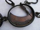 Antique Hand Forged Iron And Brass Heavy Duty Buffalo Hide Pocket Scale 1840-70s