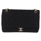 Chanel Matelasse Chain Shoulder Bag Cotton Black Gold Cc Auth Bs36504