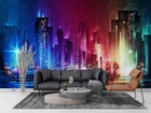3d City       lights Night Landscape  Self-adhesive Removeable Wallpaper Wall Mural1
