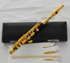 Top Gold Plated Piccolo Flute Black Bakelite Material C Key Italian Pad Case New
