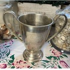 Vintage Loving Cup Style Vase Silverplate Etched Design So Pretty Cottagecore