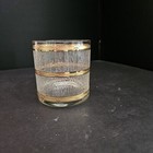 Vintage Culver Rocks Glass Lowball Icicle Gold Bands 3 1 2  Tall
