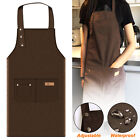 Unisex Chef Adjustable Cooking Apron W 2 Pockets For Kitchen Restaurant Brown
