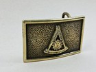 Vintage Brass Masonic Past Master Belt Buckle Compass Sun Quadrant Freemason