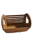 Vintage Cottagecore Heart Cutout Wood Slatted  Basket Decor Magazine Holder