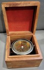 Maritime Marine Nautical Gimble Compass In Wood Box W  Brass Suspended