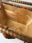 Vintage Knitting Sewing Caddy Basket Yarn Bag Folding Wood Frame Pattern 70s