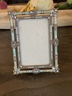 Metal Enameled Bejeweled Silver Tone Picture Frame For 6 x 4 