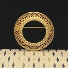 Round Ruffled Wreath Brooch Pin 1 5  Gold Tone Ribbon