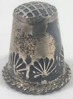 Antique Sterling Silver Thimble With Turquoise Stone Nautical Shell Design Vtg