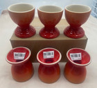 Le Creuset Stoneware 2  Footed Egg Cups Flame Orange red Gradient Nib - Set Of 6