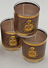 Vintage Culver Ltd 22k Gold Set 6 Lowball Rocks Whiskey Glasses Coat Of Arms