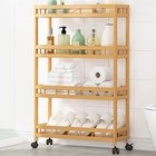4-tier Slim Narrow Kitchen Cart On Wheels  7 1 Inch Wide Bamboo Storage Shelf