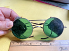 Vintage Willson Safety Goggles Sunglasses Glass Green Lens Steampunk Round Boxed