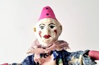 Antique Bisque Squeaker Clown With Cymbals 1930 s Doll   Toy 10  Highly Rare