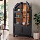 Elegant Juliet Wooden Arched 2 Glass Doors Display Cabinet Kitchen Living Room