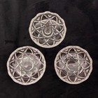 Clear Glass Ring Holder   2 Matching Pin Trinket Dishes Cut Flower Pattern 8 5cm