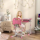 Qaba Kids Desk And Chairs Set Height Adjustable Children Study Table  Pink