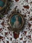 Vintage Lot Of 3 Small Ornate Brass Picture Frames Victorian Women Wall Hangings