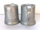 Rustic Pewter Set 2 Plough Mug 4  Tall Vintage Tavern Tankard Ale Beer