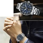 Men s Business Aviator Chronograph Dial Stainless Steel Calendar Watch