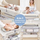 Dzmdip Baby Bathtub With Foldable Changing Table  Standing Infant Bath Tub Fo   